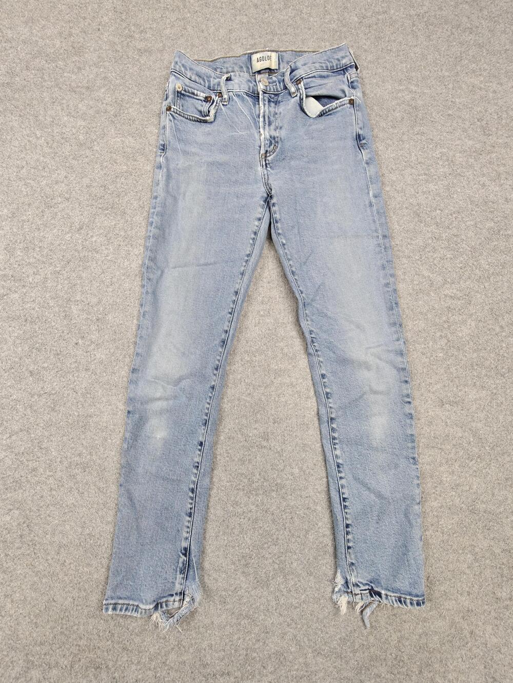 AGOLDE Jeans Womens 25 Blue Light Wash Skinny High Rise Distressed 28.5
